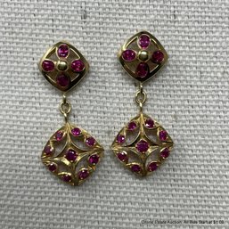 18K Yellow Gold & Ruby Earrings 6.49 Grams