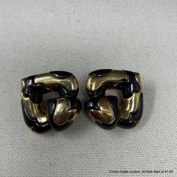 18K Gold & Blackened Steel Marina B 'Pardy' Collection Heart Earrings 50 Grams