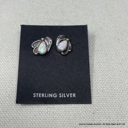 Pair Of Sterling Silver Opal Earrings