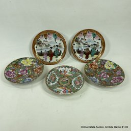 Five Hand-Painted Geisha And Chinese Floral Small Plates