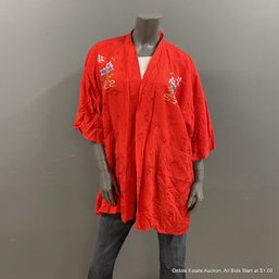 Japanese Robe With Embroidery And Pockets, No Belt Included