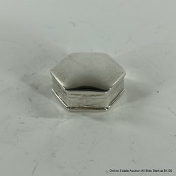 Sterling Silver Hexagon Pill Box Total Weight 12 Grams