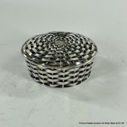 Mexican Sterling Silver Hinged Lidded Miniature Basket Ring Box Total Weight 19 Grams