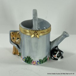 Peint Main Limoges France For Tiffany & Co Cats & Watering Can Ring Box