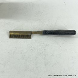 Wood And Brass Barbers Comb Unmarked
