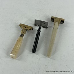 2 Vintage Schick Razors 1 Wood Handled Simple Razor
