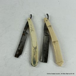 2 Celluloid Handle Straight Razors WH Morley And Sons