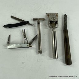 5 Assorted Cutting Items Scotts Centaur Corn Razor MOP Pocket Knife