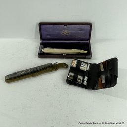 Temperite Shell Inlay Straight Razor Gillette Travel Razor Kit Celluloid Hand Straight Razor Henckels Box