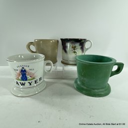 4 Antique And Vintage Shaving Mugs Rubber Stoneware Porcelain