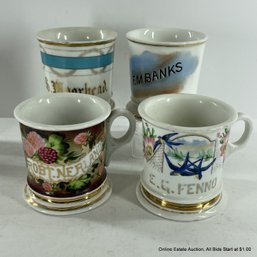 4 Antique Shaving Mugs Personalized France And More