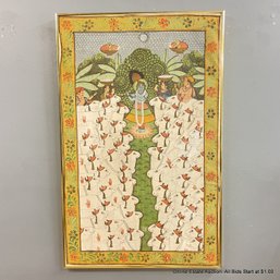 Pichwai Painting On Silk Krishna With Cows