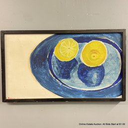 Lloyd Herman 1966 Still Life With Lemons Painting On Panel