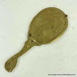 Antique Art Nouveau Brass Hand Mirror