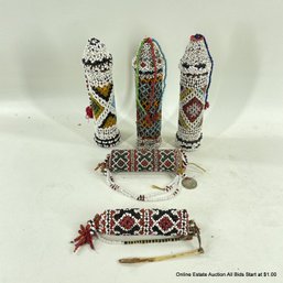 Five Timor Beaded Lime Containers