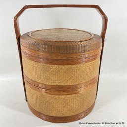 Vintage Chinese Split Bamboo Woven Basket