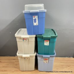 5 Rubbermaid Lidded Storage Totes (LOCAL PICKUP ONLY)