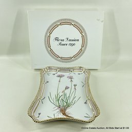 Flora Danica By Royal Copenhagen Rectangular Tray In Armeria Vulgaris Wild With Original Box