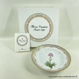 Flora Danica By Royal Copenhagen Rimmed Soup Bowl In Lychnis Alpina L. With Original Box