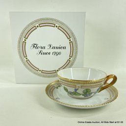 Flora Danica By Royal Copenhagen Tea Cup And Saucer In Glechoma Hederaceum L. With Original Box