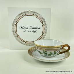 Flora Danica By Royal Copenhagen Tea Cup And Saucer In Bartsia Aplina L. With Original Box