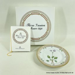 Flora Danica By Royal Copenhagen Bread & Butter Plate In Primula Norvegica Retz. With Original Box