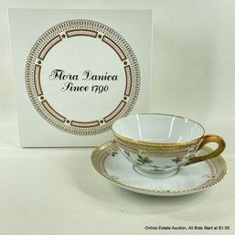 Flora Danica By Royal Copenhagen Tea Cup & Saucer In Potentilla Collina Web. With Original Box