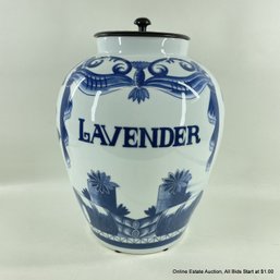 Blue & White Maitland-Smith Ceramic Lavender Ginger Jar With Bronze Lid