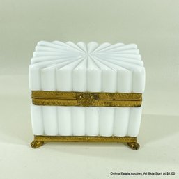 Antique French White Opaline Glass Rectangular Perfume Casket From French Actress Brigitte Uzal's Estate