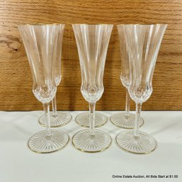 6 Saint Louis Apollo Fluted Champagne Glasses