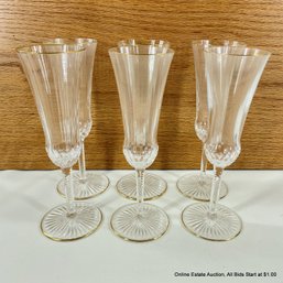 6 Saint Louis Apollo Fluted Champagne Glasses