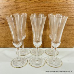 6 Saint Louis Apollo Fluted Champagne Glasses