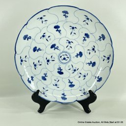 Blue And White Chinese Porcelain Decorative Plate With Stand