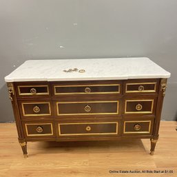 Custom Taillardat Louis XVI-Style 5 Drawer Chest With Removable Marble Top (LOCAL PICKUP ONLY)