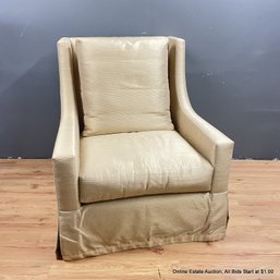 Monte Allen Raw Silk Upholstered Arm Chair With Down-Filled Cushions On Casters (LOCAL PICKUP ONLY)