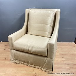 Monte Allen Raw Silk Upholstered Arm Chair With Down-Filled Cushions On Casters (LOCAL PICKUP ONLY)