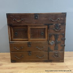 Tansu Wood And Iron Chest Cabinet