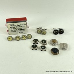 Assorted Handmade Cufflinks And Button Covers Made From Old Typewriter Keys And More