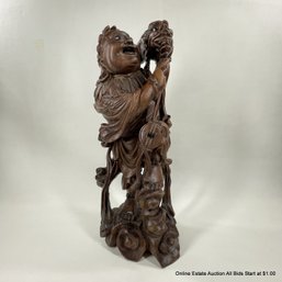 Vintage Chinese Carved Hardwood Hotei Statue (LOCAL PICKUP OR UPS STORE SHIP ONLY)