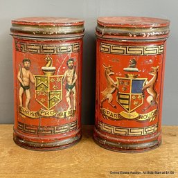 Antique The Anderson Brothers Glasgow Large Family Crest Tins With Lids