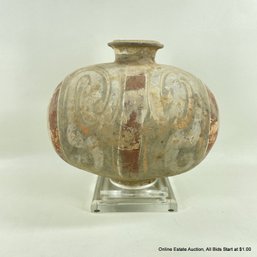 Han Dynasty Circa 200 AD Chinese 9' Tall Painted Gray Pottery Cocoon Flask, With Certificate Of Antiquity