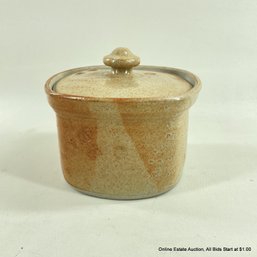 Stamped  And Glazed Pottery Square Pot With Lid