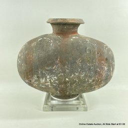 Han Dynasty Circa 200 AD Chinese 10.5' Tall Pottery Cocoon Flask, With Certificate Of Antiquity