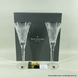 Pair Of Waterford Crystal Gresham Flute Glasses In Original Box