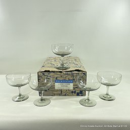 5 Vintage Holmegaard Danish Smoke Elsinore Champagne Saucers In Original Boxes