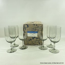 6 Vintage Holmegaard Danish Smoke Elsinore 12 Oz. Goblets In Original Boxes