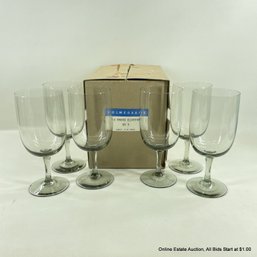 6 Vintage Holmegaard Danish Smoke Elsinore 12 Oz. Goblets In Original Box