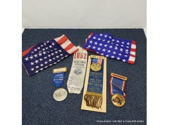 Lot Of Lewis & Clark Centennial Ribbons (1905) & Umatilla County Pioneer (1913)Ribbon With Photo Pin