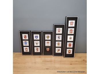 Lot Of Five Framed German City Coat Of Arms Tiles