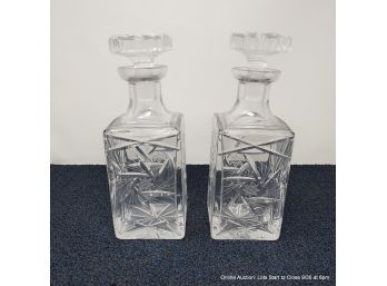 Two Cut & Pressed Glass Decanters With Stoppers